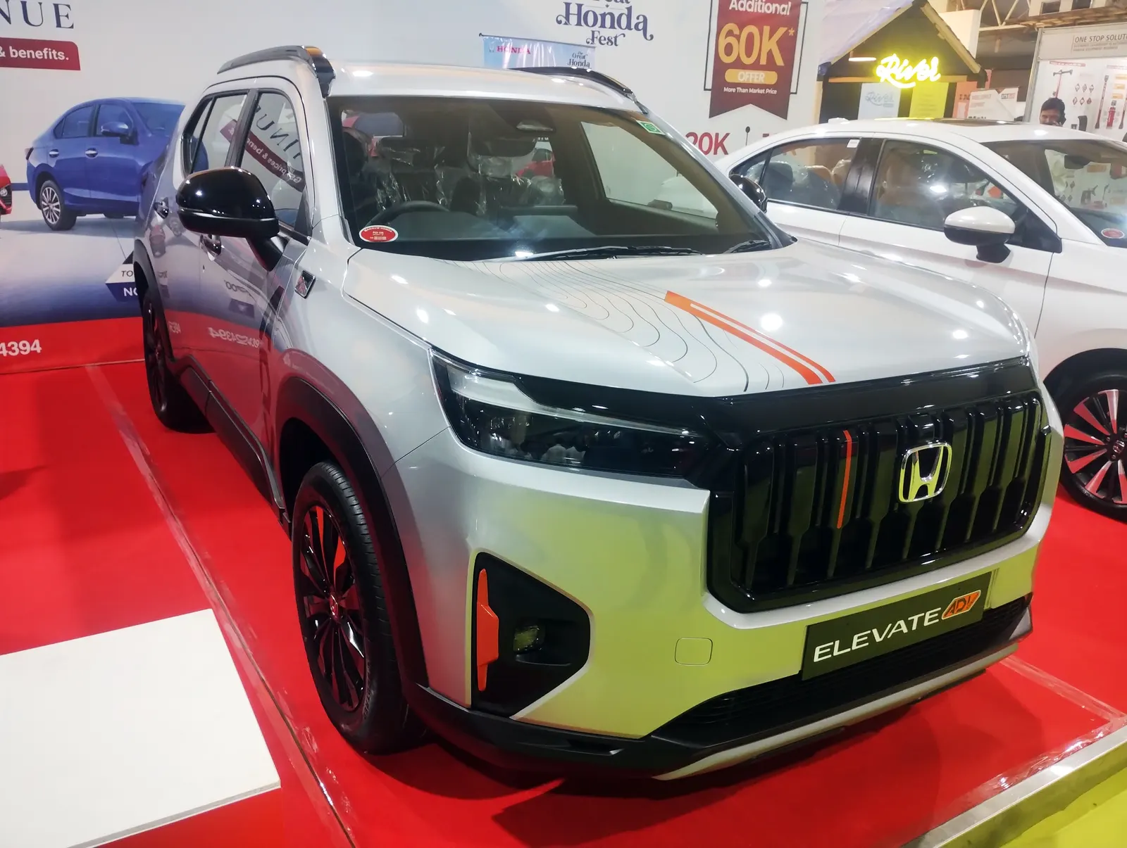 Silver Honda Elevate ADV SUV on display